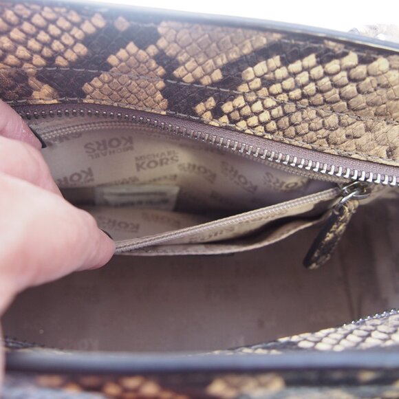 Michael Michael Kors Python Snake Embossed Leather Satchel/Crossbody w/Dustbag - Picture 5 of 16